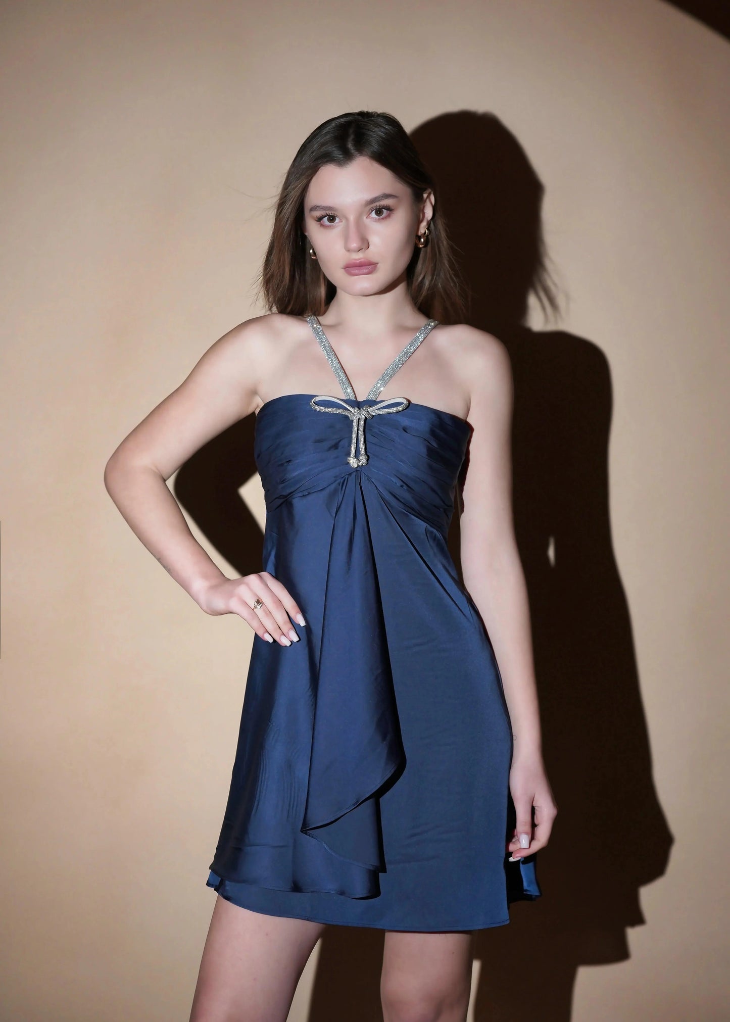 Blue Celestial Satin Drift Mini Dress - Womenue