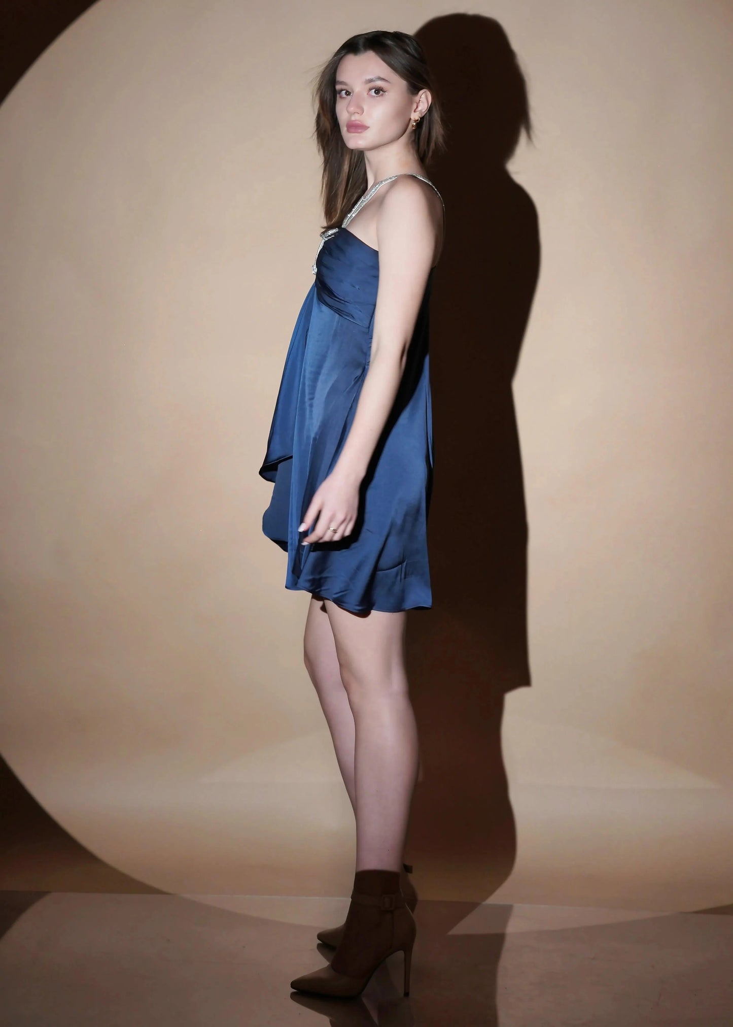 Blue Celestial Satin Drift Mini Dress - Womenue