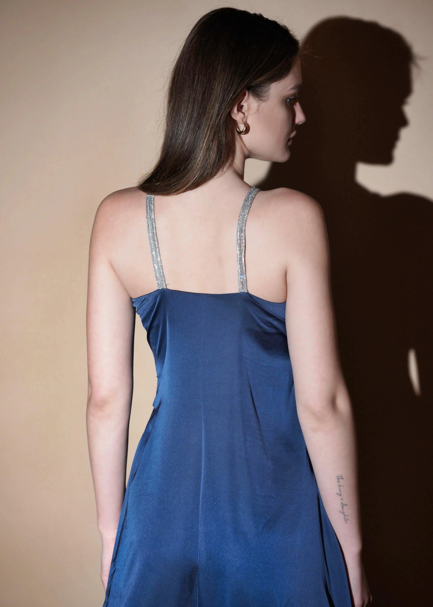 Blue Celestial Satin Drift Mini Dress - Womenue