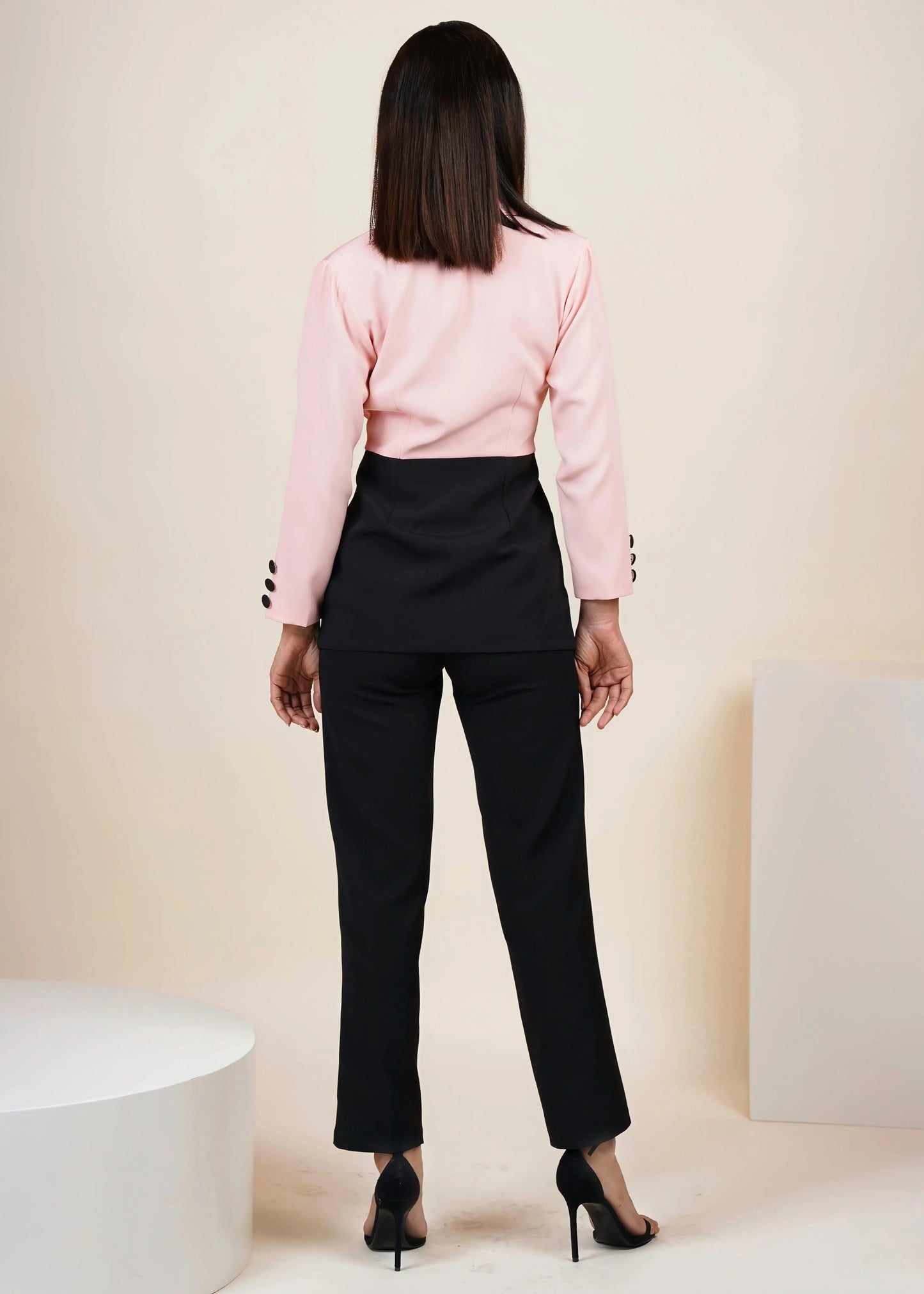 DUAL PEACH BLAZER WITH PANT CO-ORD SET - Womenue
